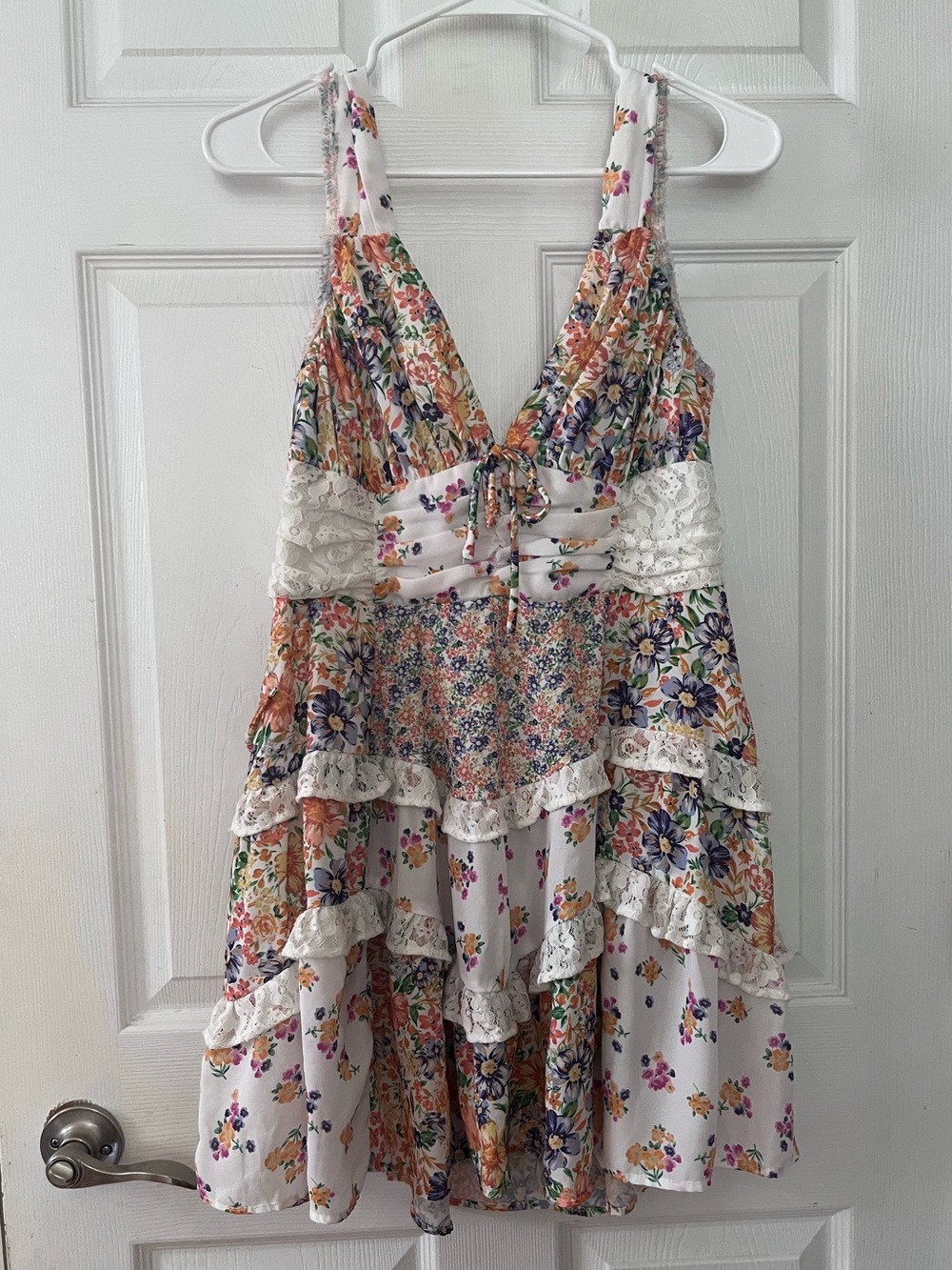 Altar'd State White Floral Tiered Ruffle Sundress